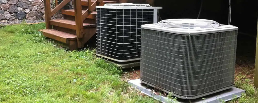 Heat pump installation and service units outside a home in Stockton, CA